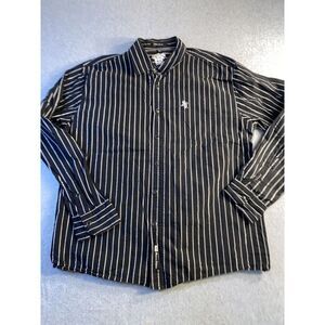 Southpole Dress Shirt‎ Adult 2XL Black Metallic Stripes Button Down Pear Snap